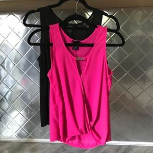 Black and Hot Pink Tank Tops- w/ chain detail